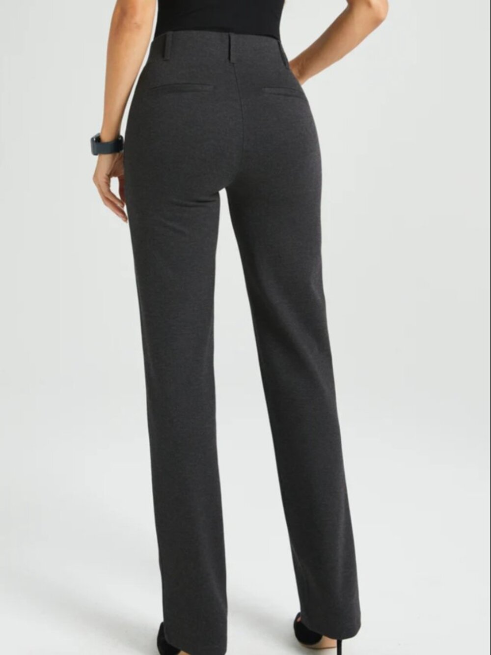 New Betabrand Charcoal Straight Classic Dress Pant Yoga Pants Large Long Tall - Picture 3 of 5